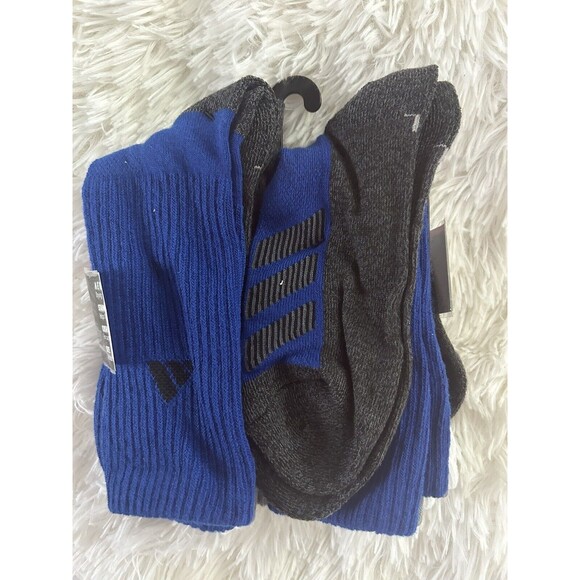 New ADIDAS 3Y-9 Shoe Size Large 6 Pair Crew Socks - Picture 2 of 3